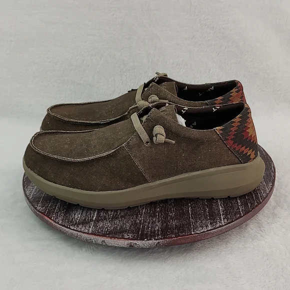 Ariat Men's Hilo Stretch Lace Dark Tan and Rust Aztec Shoe 10040445 - Picture 5 of 8